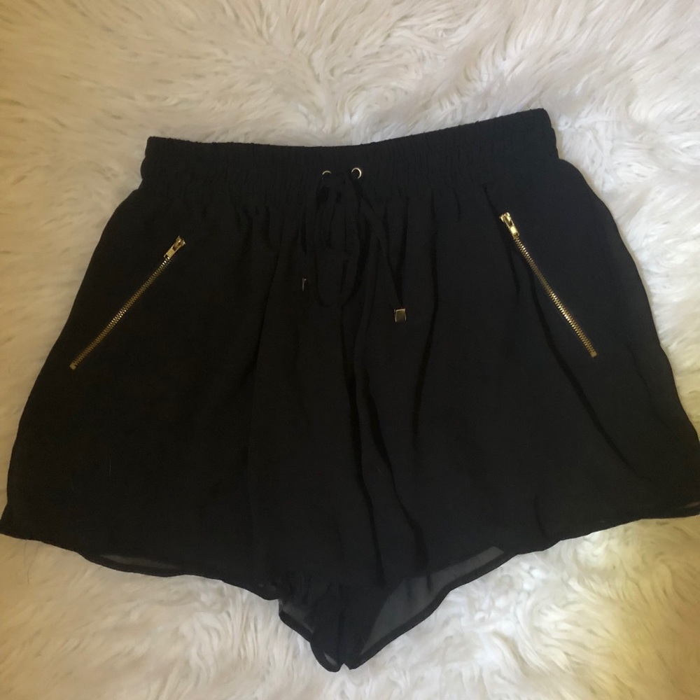 Black high waisted sheer shorts